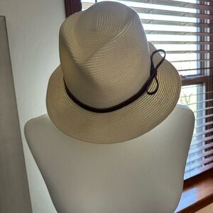 Women’s Cream Fedora Hat with Brown Band